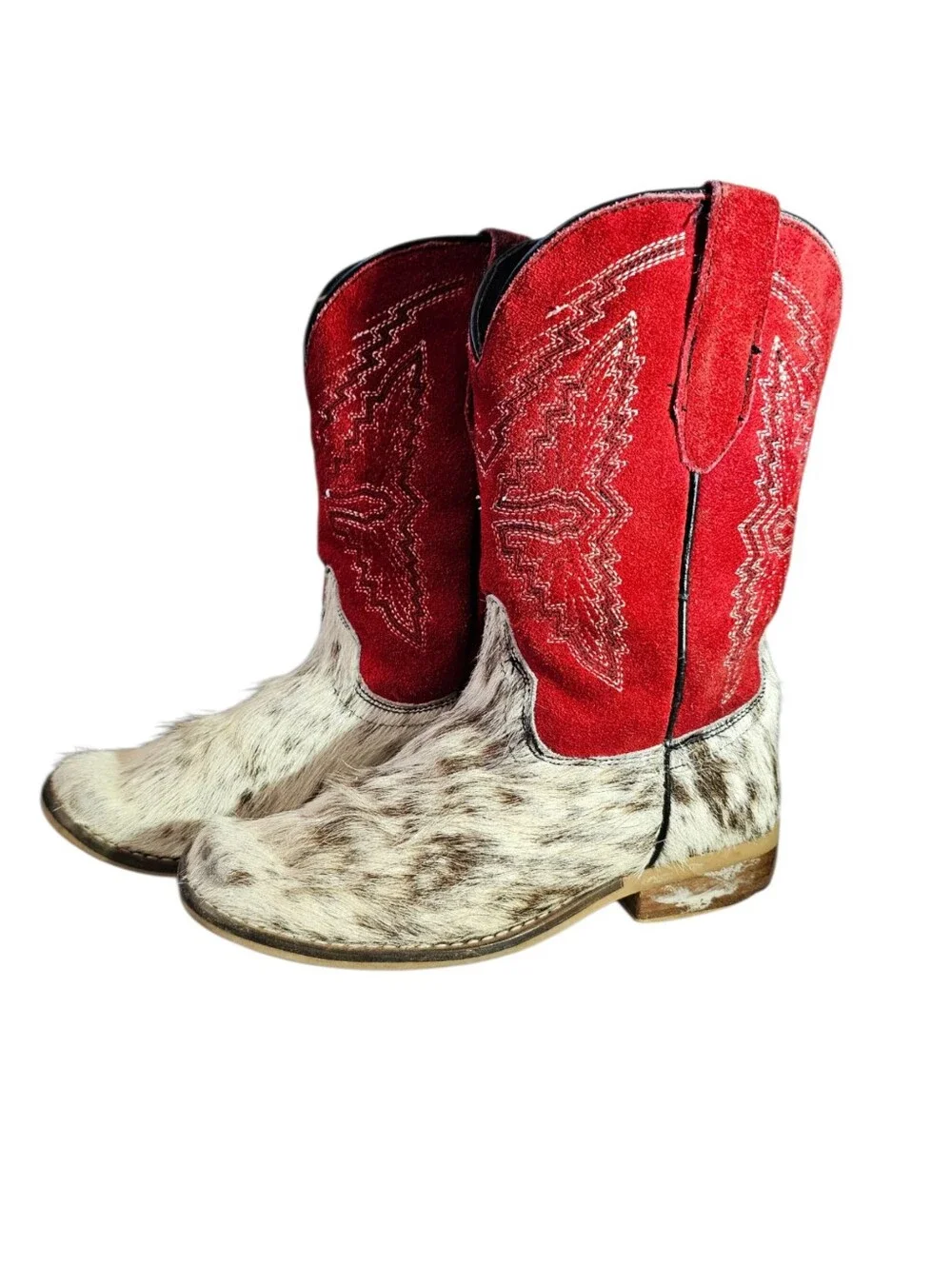 Rock'em Kids Cowhide Cowboy Boot - Red/White Size 1.5